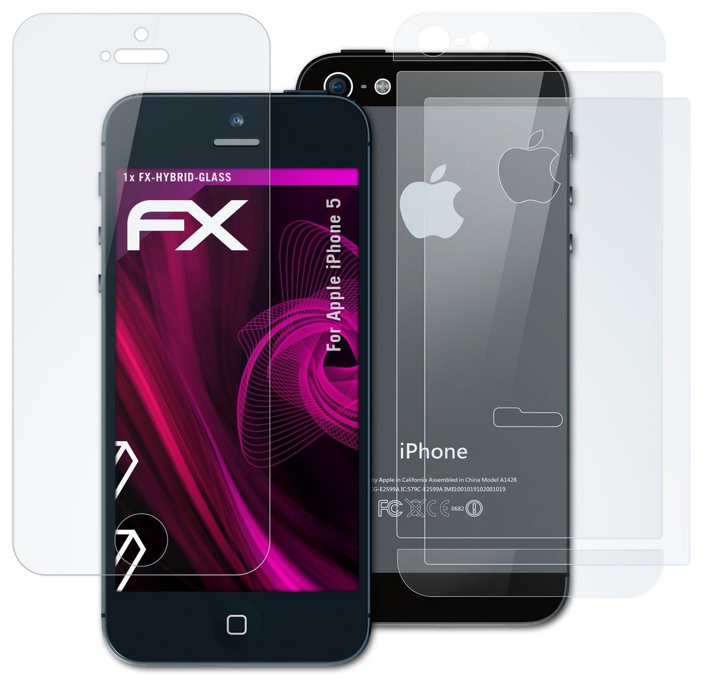 atFoliX Schutzfolie Panzerglasfolie für Apple iPhone 5, Ultradünn und superhart von atFoliX