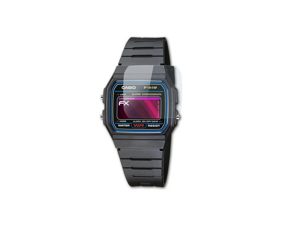 atFoliX Schutzfolie Panzerglasfolie für Casio F-91W-1YEF, Ultradünn und superhart von atFoliX