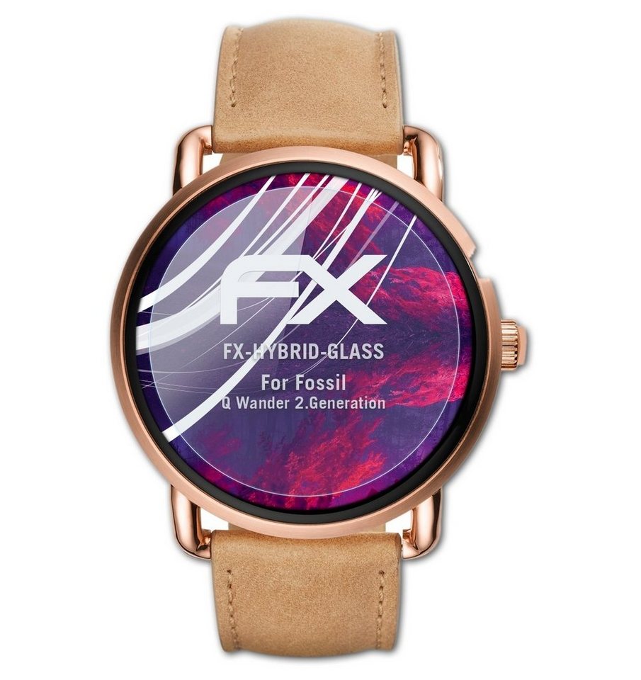 atFoliX Schutzfolie Panzerglasfolie für Fossil Q Wander 2.Generation, Ultradünn und superhart von atFoliX