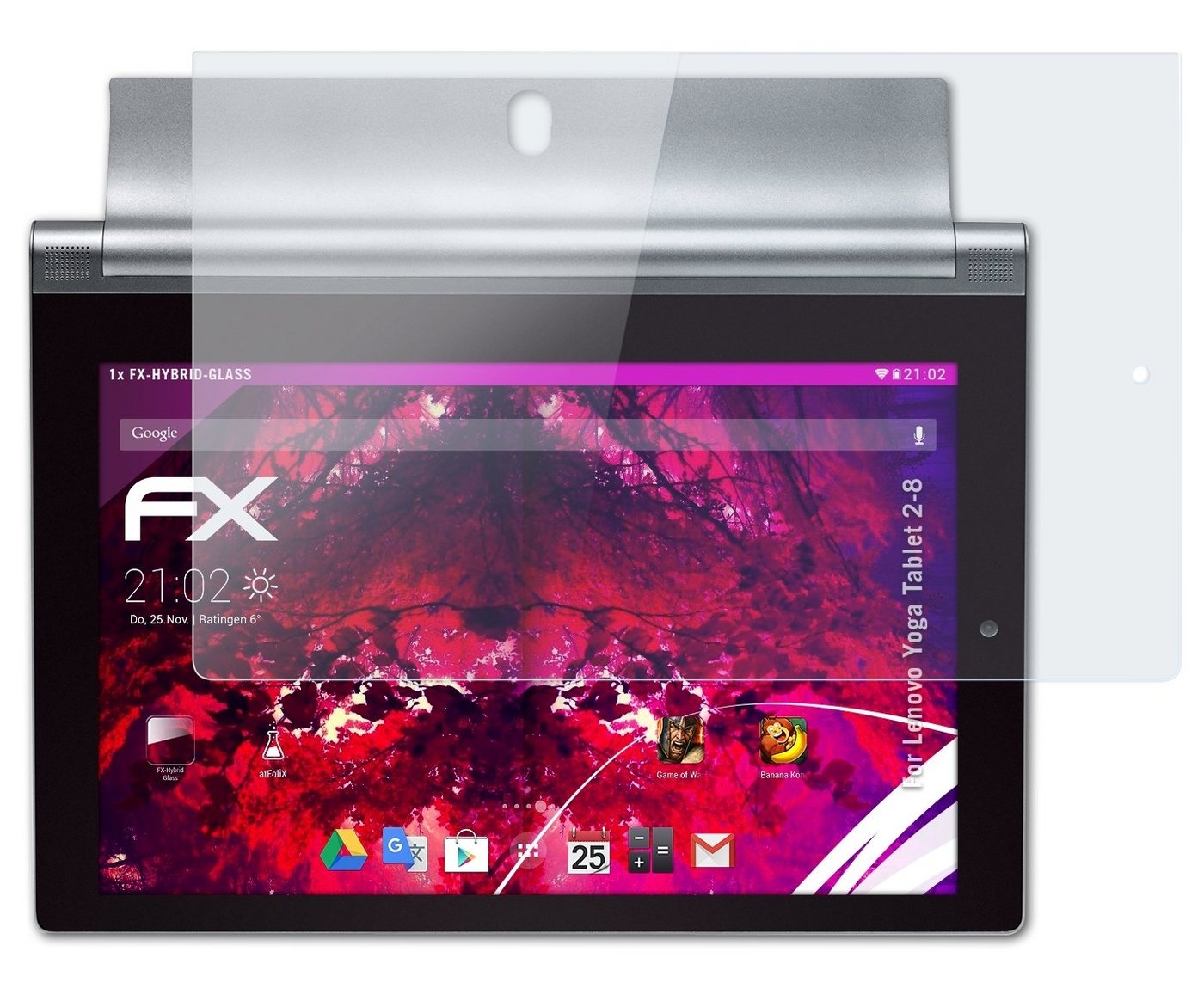atFoliX Schutzfolie Panzerglasfolie für Lenovo Yoga Tablet 2-8, Ultradünn und superhart von atFoliX