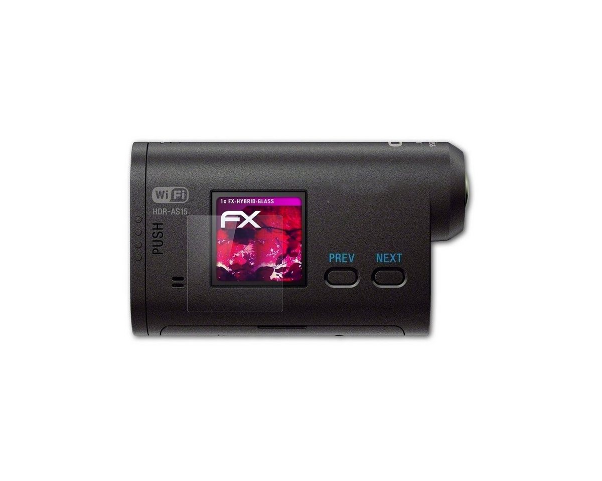atFoliX Schutzfolie Panzerglasfolie für Sony HDR-AS15, Ultradünn und superhart von atFoliX