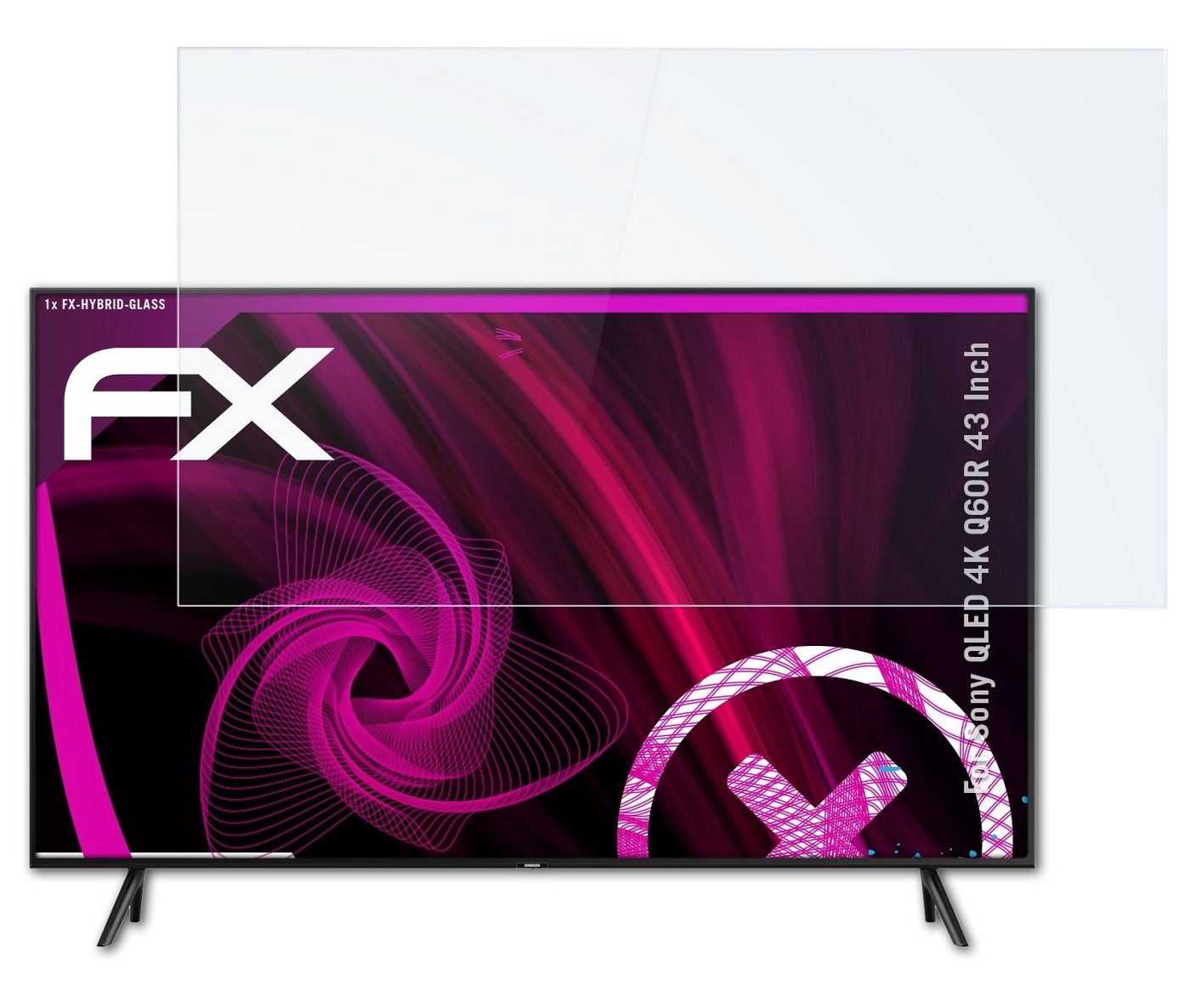 atFoliX Schutzfolie Panzerglasfolie für Sony QLED 4K Q60R 43 Inch, Ultradünn und superhart von atFoliX