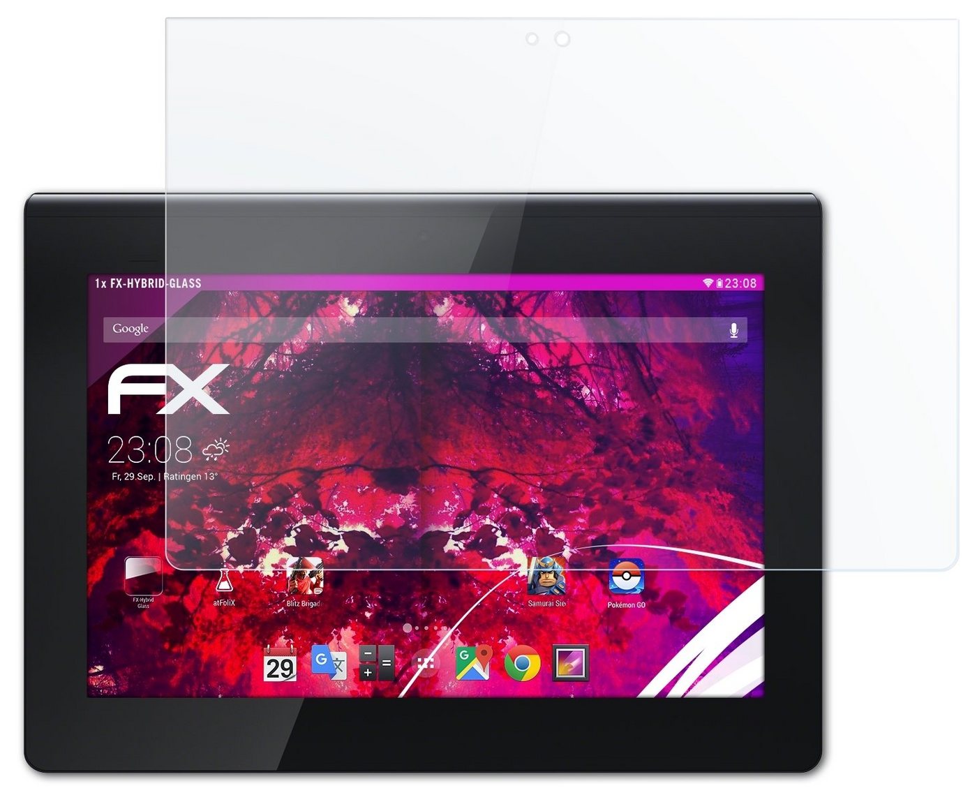 atFoliX Schutzfolie Panzerglasfolie für Sony Xperia Tablet S, Ultradünn und superhart von atFoliX