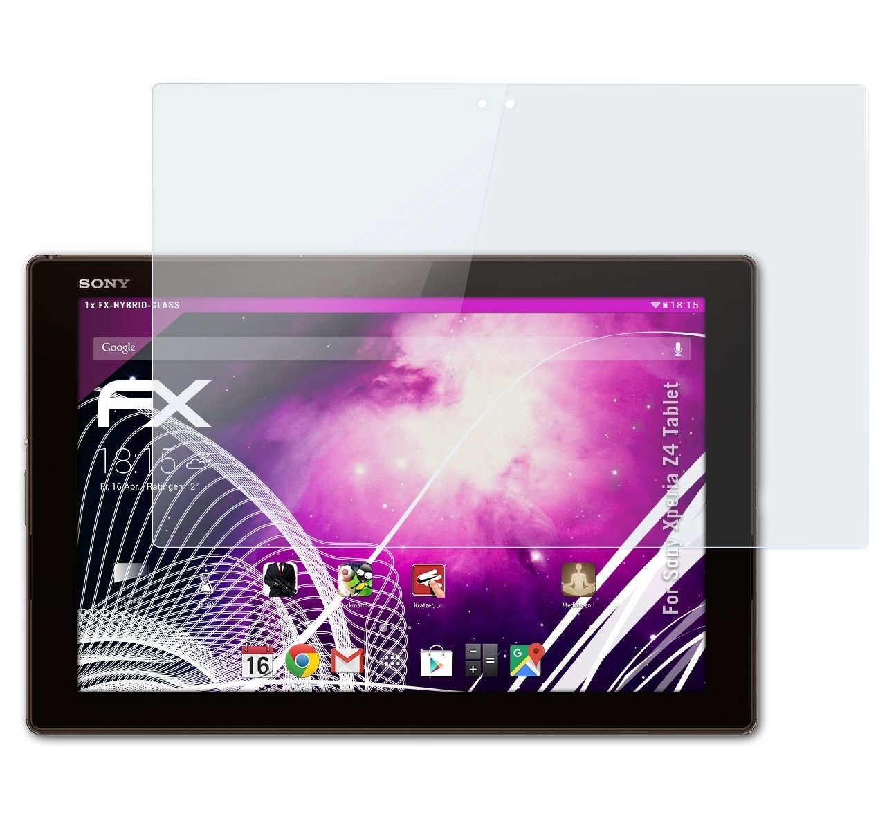 atFoliX Schutzfolie Panzerglasfolie für Sony Xperia Z4 Tablet, Ultradünn und superhart von atFoliX