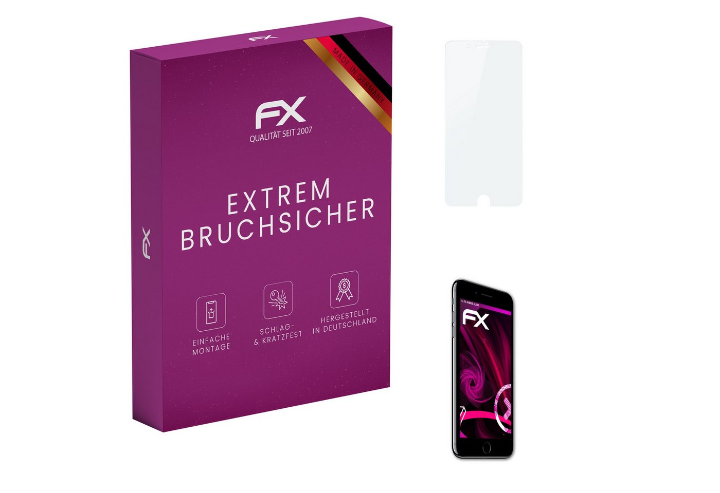 atFoliX Schutzfolie Panzerglasfolie für iPhone 8 Plus / 7 Plus Front, Ultradünn und superhart von atFoliX