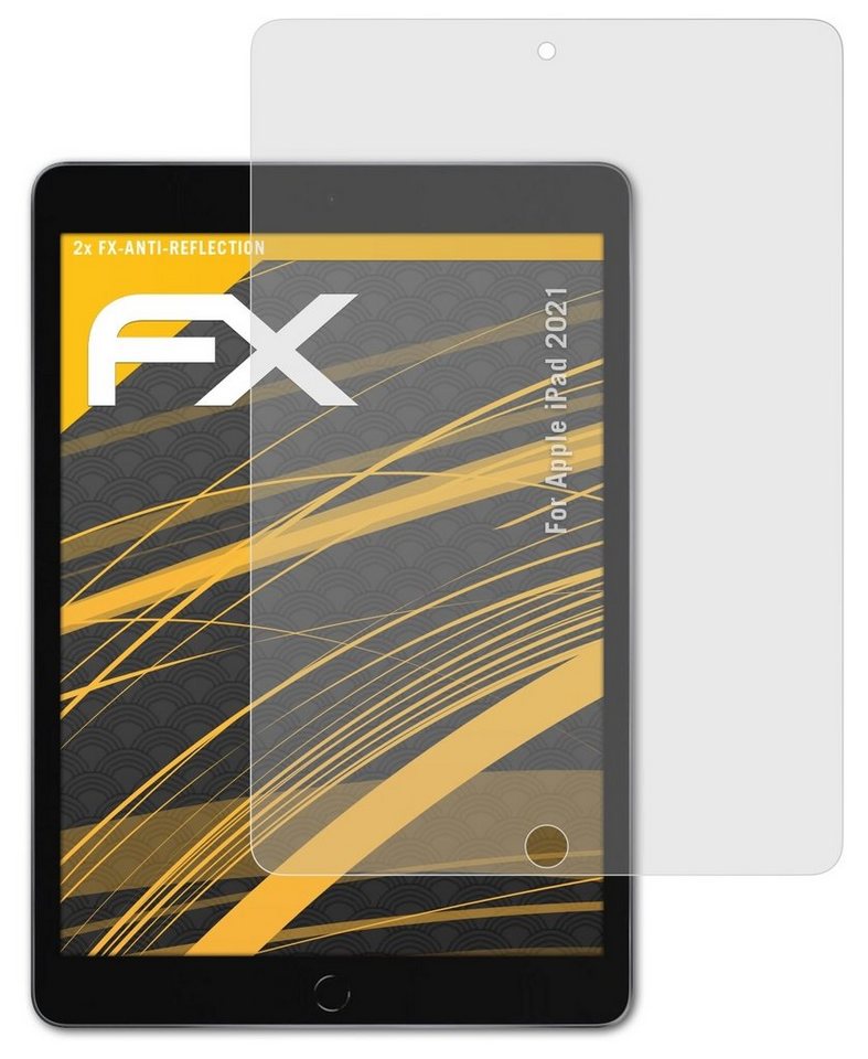 atFoliX Schutzfolie für Apple iPad 2021, (2 Folien), Entspiegelnd und stoßdämpfend von atFoliX
