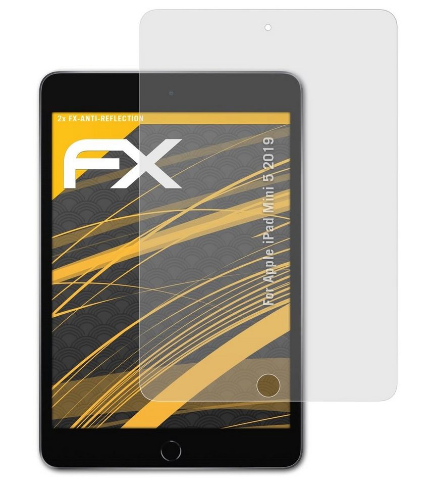 atFoliX Schutzfolie für Apple iPad Mini 5 2019, (2 Folien), Entspiegelnd und stoßdämpfend von atFoliX