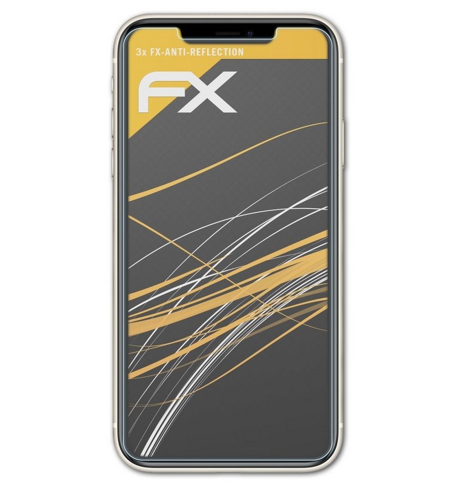 atFoliX Schutzfolie für Apple iPhone 11, (3 Folien), Entspiegelnd und stoßdämpfend von atFoliX