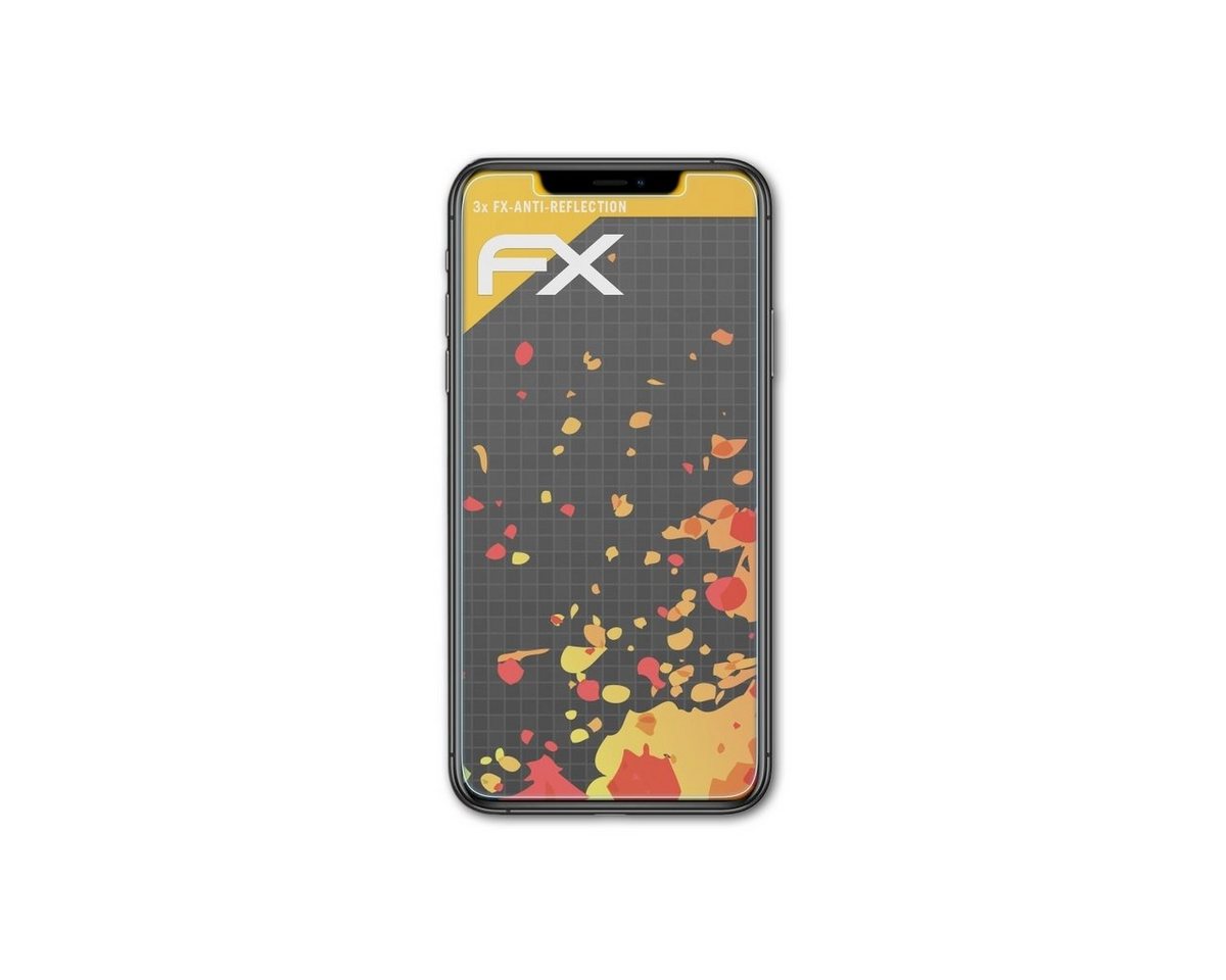 atFoliX Schutzfolie für Apple iPhone 11 Pro Max, (3 Folien), Entspiegelnd und stoßdämpfend von atFoliX