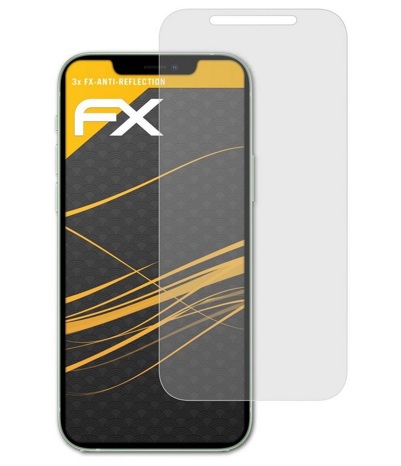 atFoliX Schutzfolie für Apple iPhone 12, (3 Folien), Entspiegelnd und stoßdämpfend von atFoliX