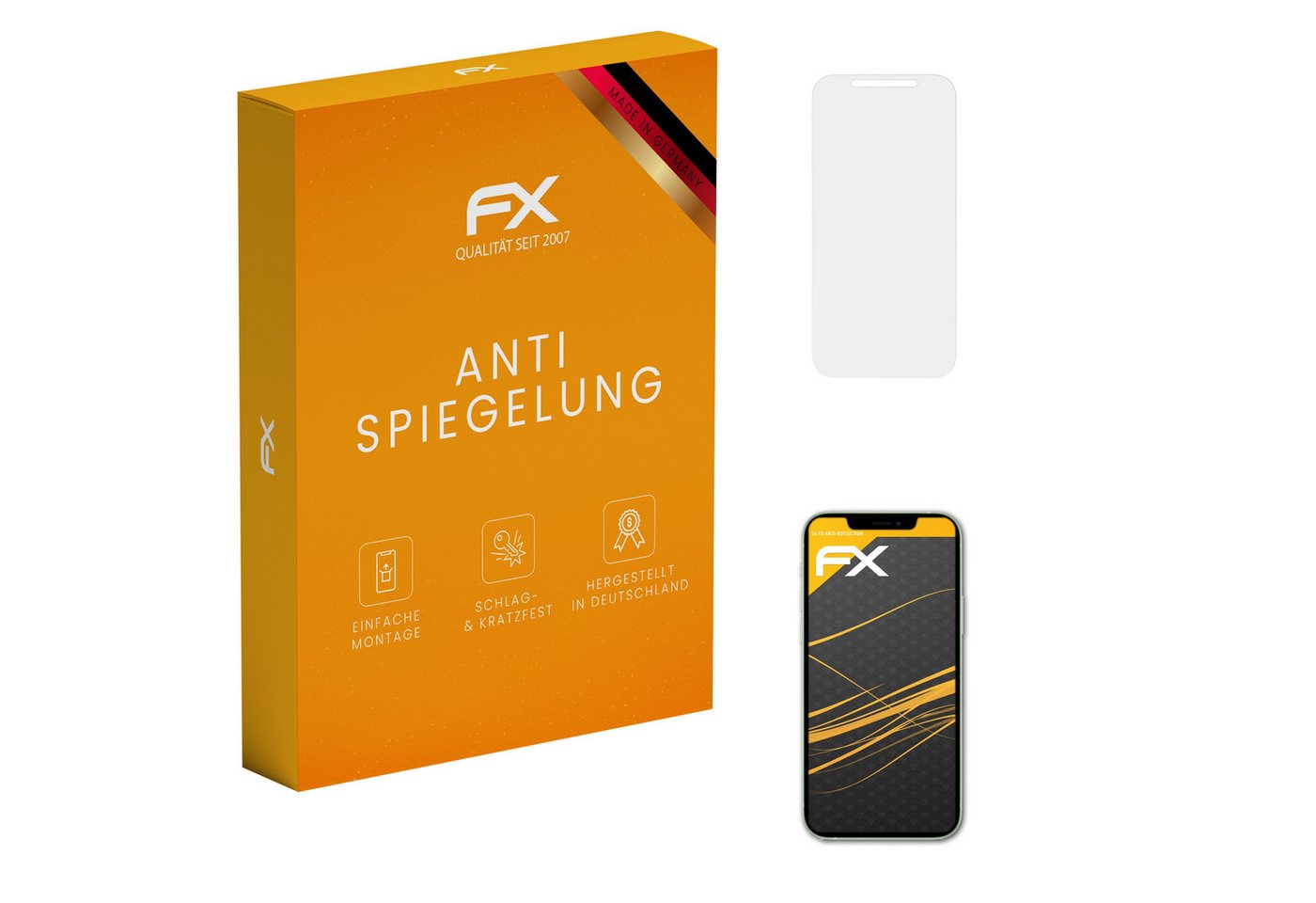 atFoliX Schutzfolie für Apple iPhone 12, (3 Folien), Entspiegelnd und stoßdämpfend von atFoliX