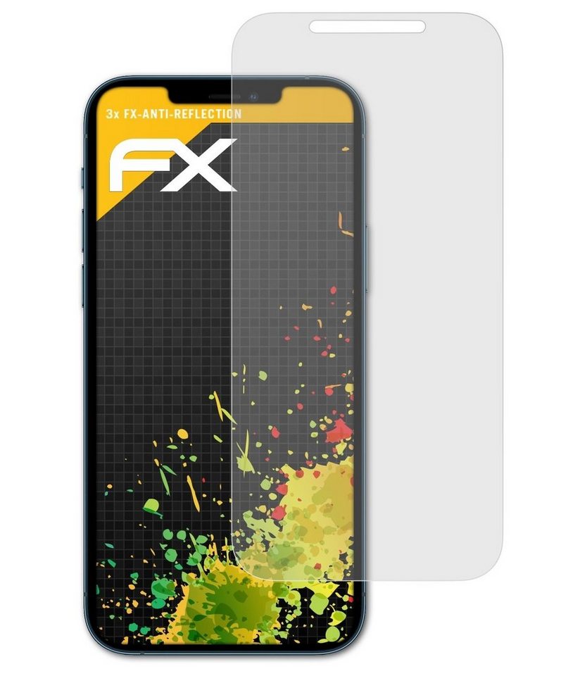 atFoliX Schutzfolie für Apple iPhone 12 Pro Max, (3 Folien), Entspiegelnd und stoßdämpfend von atFoliX