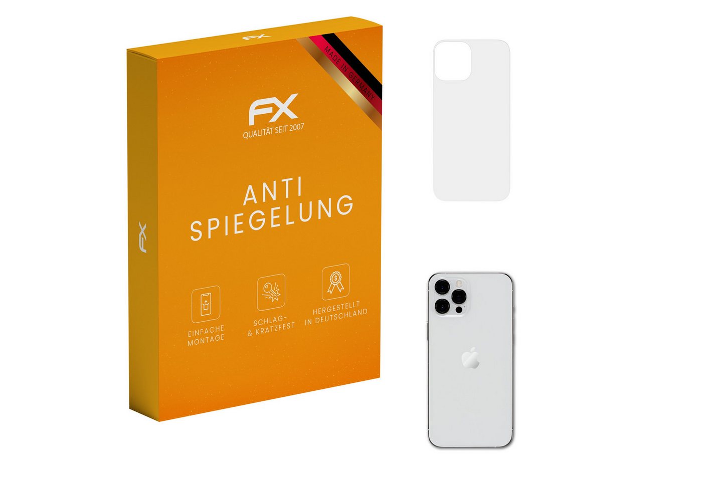 atFoliX Schutzfolie für Apple iPhone 12 Pro Max Backcover, (3 Folien), Entspiegelnd und stoßdämpfend von atFoliX