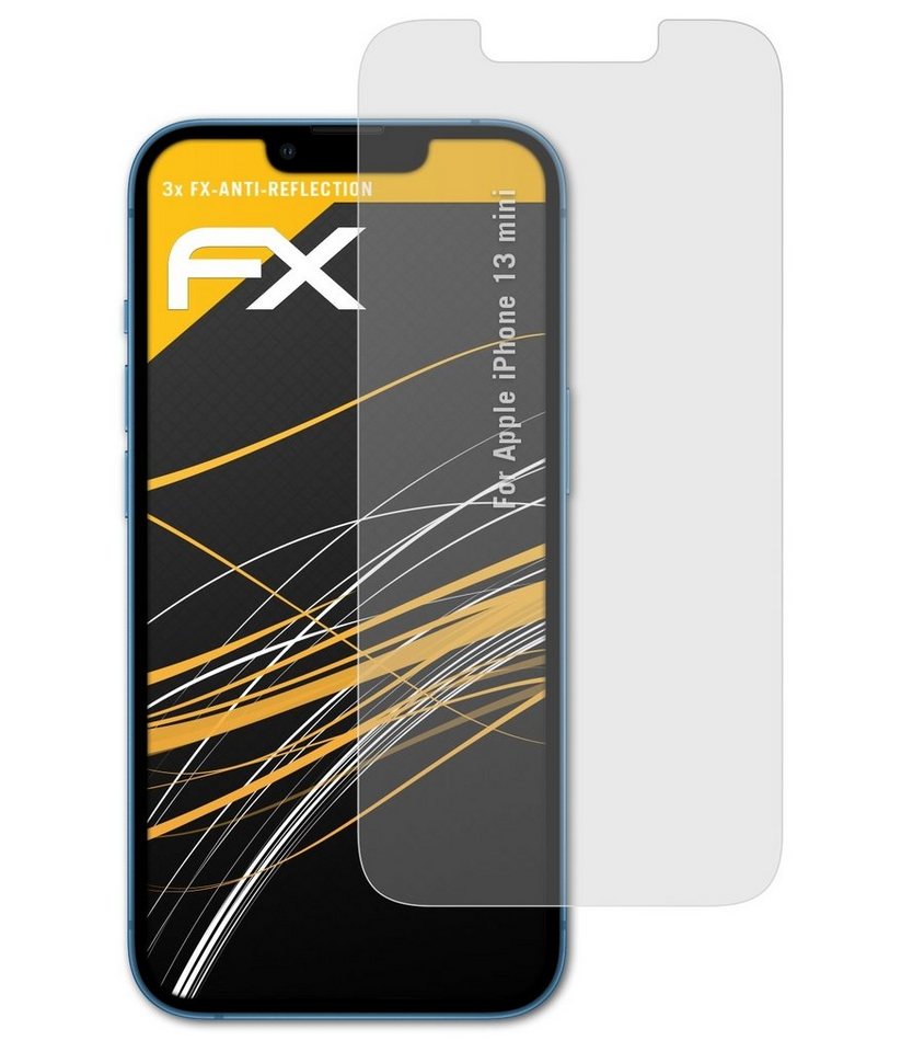 atFoliX Schutzfolie für Apple iPhone 13 mini, (3 Folien), Entspiegelnd und stoßdämpfend von atFoliX