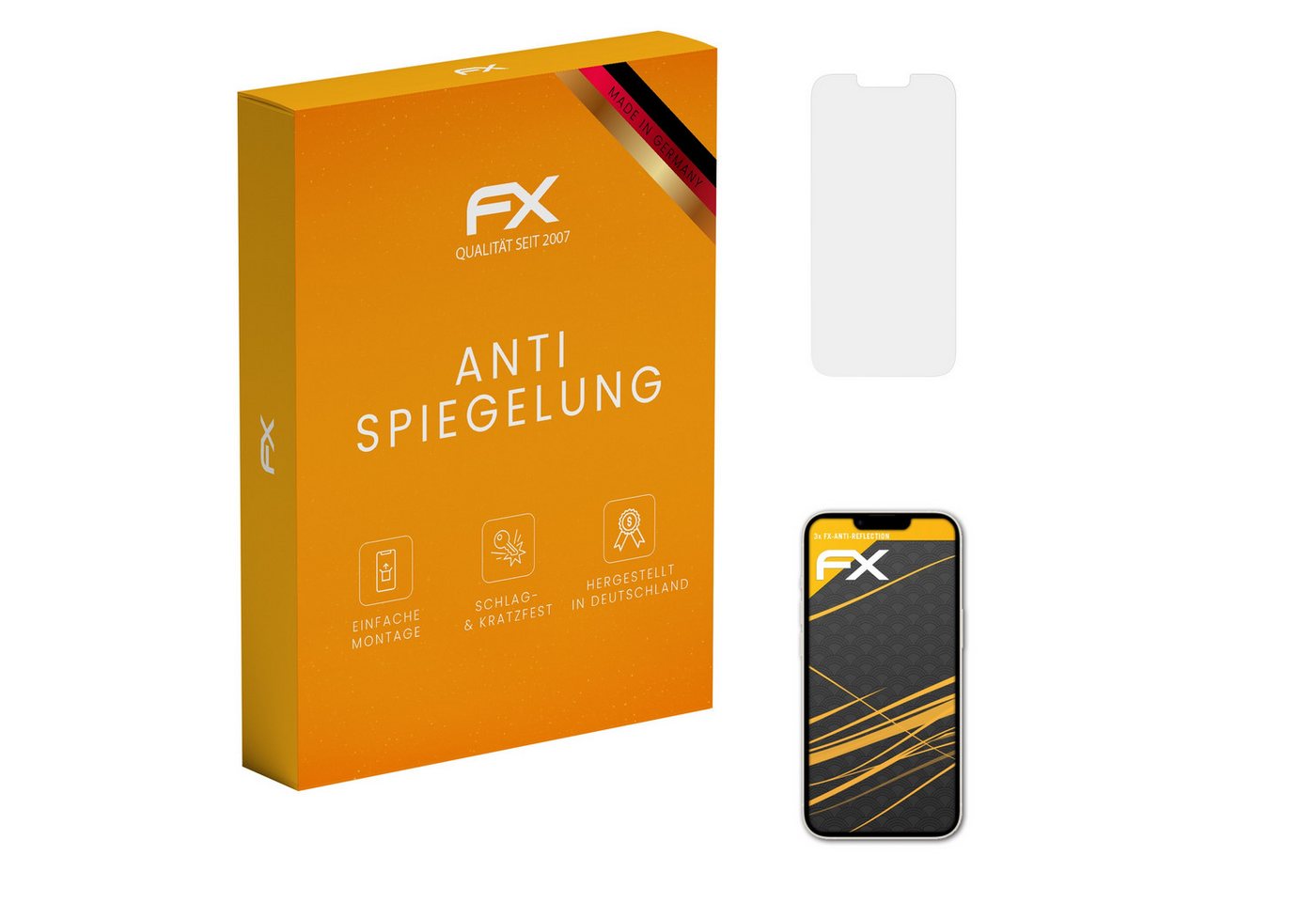 atFoliX Schutzfolie für Apple iPhone 14, (3 Folien), Entspiegelnd und stoßdämpfend von atFoliX