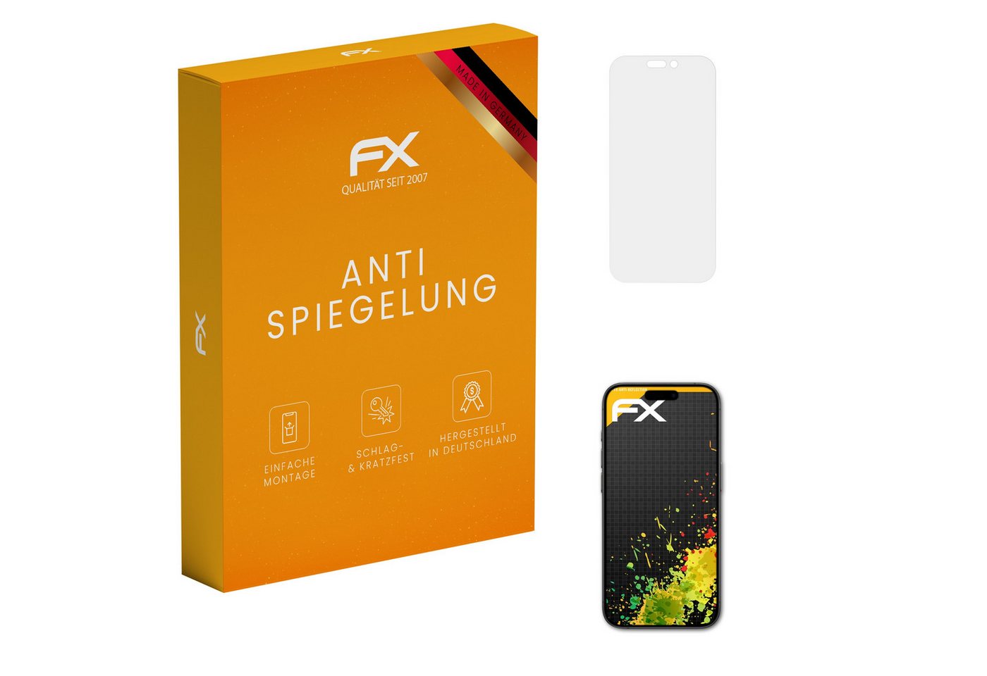 atFoliX Schutzfolie für Apple iPhone 15 Pro, (3 Folien), Entspiegelnd und stoßdämpfend von atFoliX
