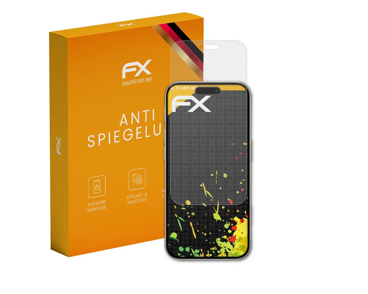 atFoliX Schutzfolie für Apple iPhone 16 Plus, (3 Folien), Entspiegelnd und stoßdämpfend von atFoliX