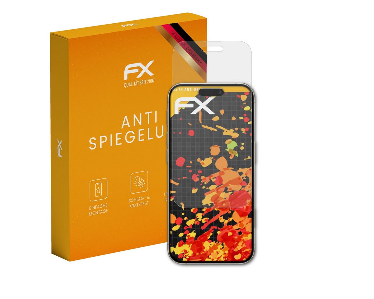 atFoliX Schutzfolie für Apple iPhone 16 Pro, (3 Folien), Entspiegelnd und stoßdämpfend von atFoliX