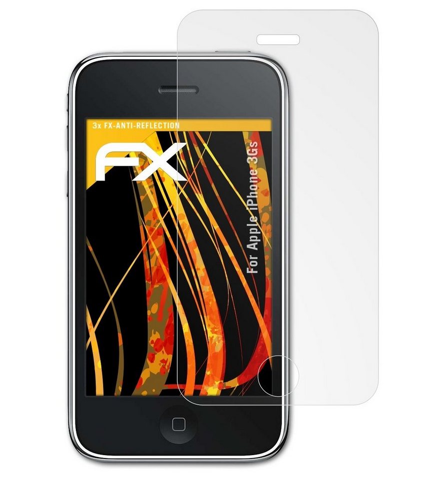 atFoliX Schutzfolie für Apple iPhone 3Gs, (3 Folien), Entspiegelnd und stoßdämpfend von atFoliX