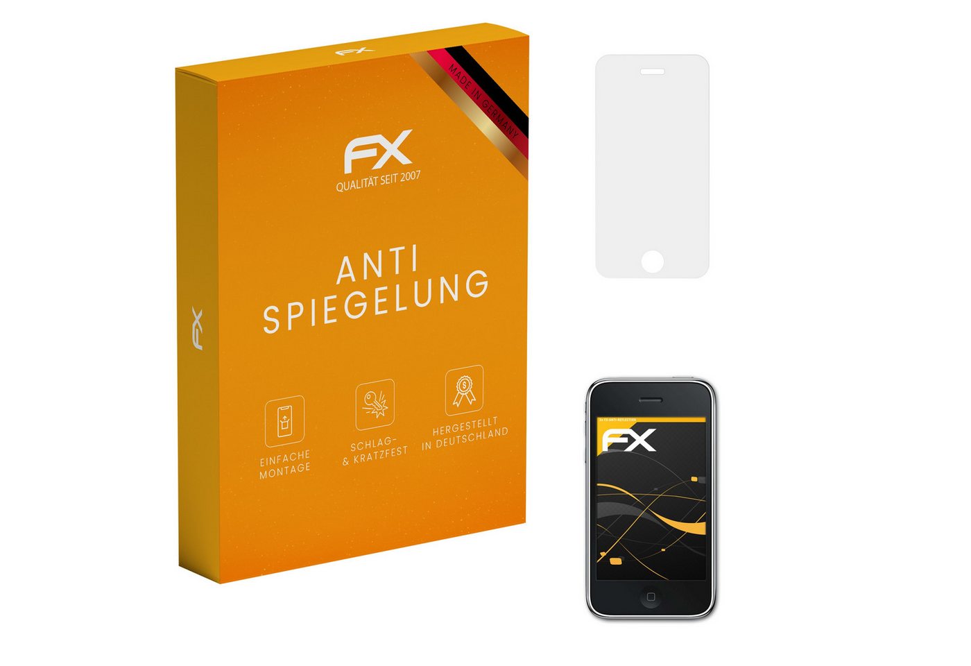 atFoliX Schutzfolie für Apple iPhone 3Gs, (3 Folien), Entspiegelnd und stoßdämpfend von atFoliX