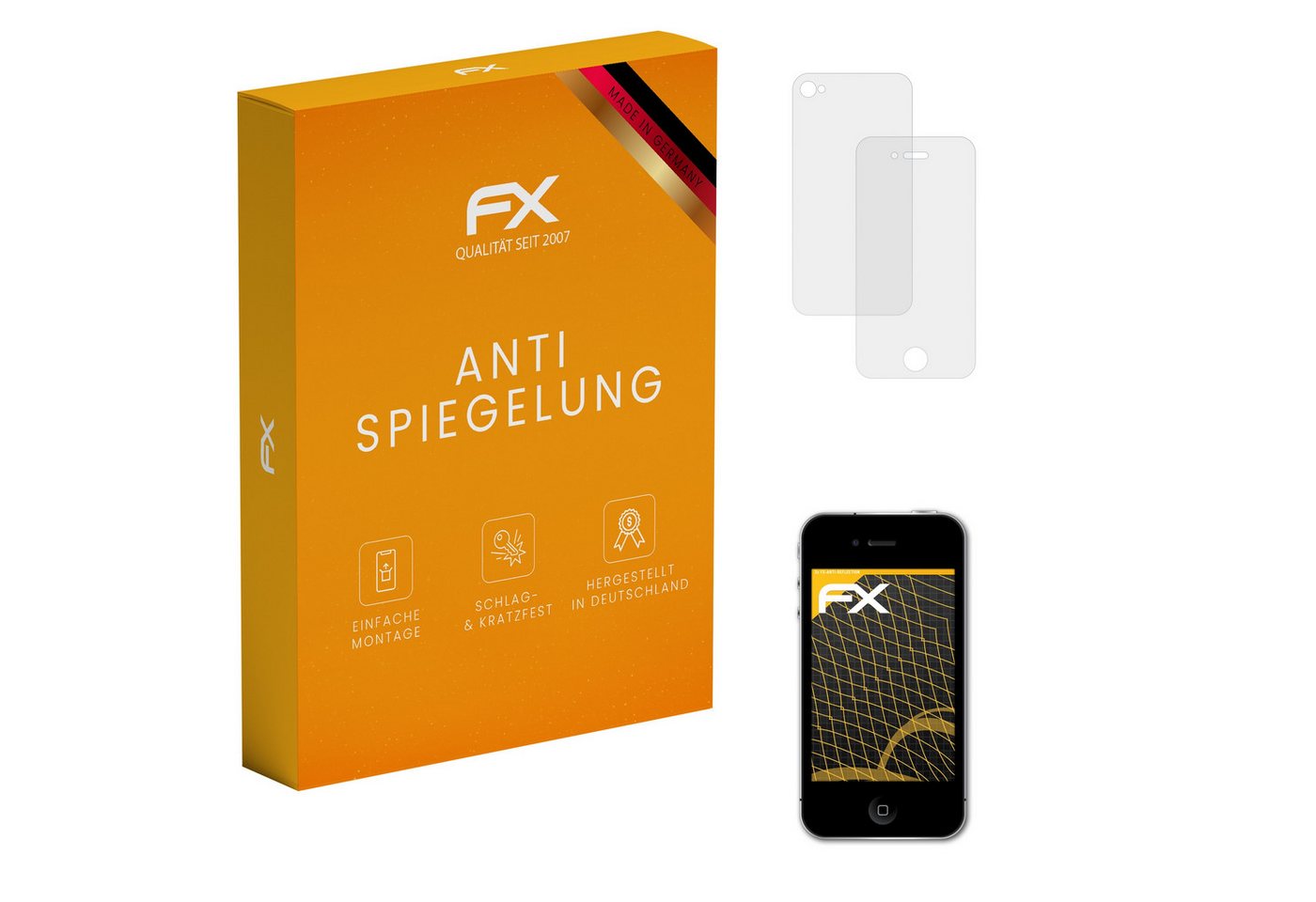 atFoliX Schutzfolie für Apple iPhone 4 / 4s, (3er Set), Entspiegelnd und stoßdämpfend von atFoliX