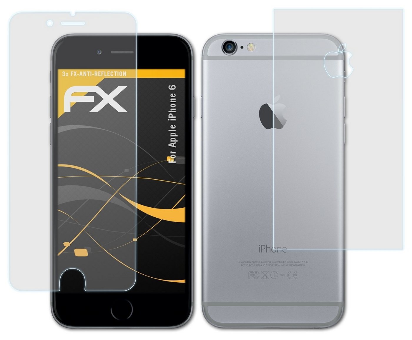 atFoliX Schutzfolie für Apple iPhone 6, (3er Set), Entspiegelnd und stoßdämpfend von atFoliX
