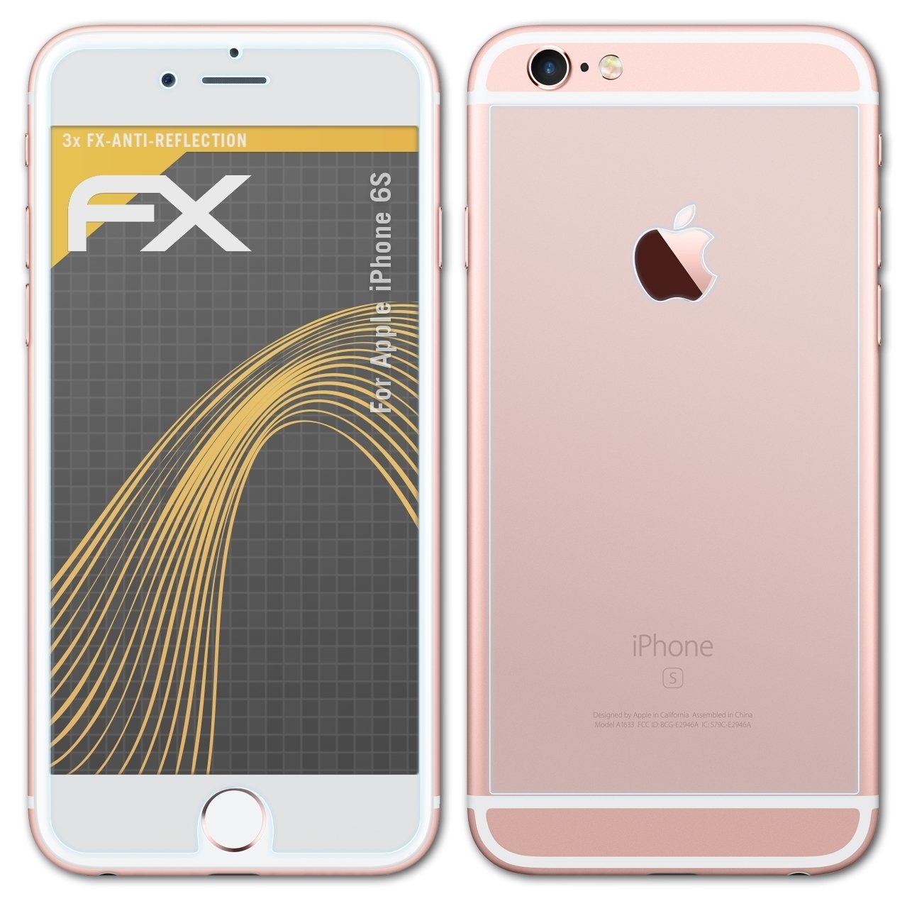 atFoliX Schutzfolie für Apple iPhone 6S, (3er Set), Entspiegelnd und stoßdämpfend von atFoliX