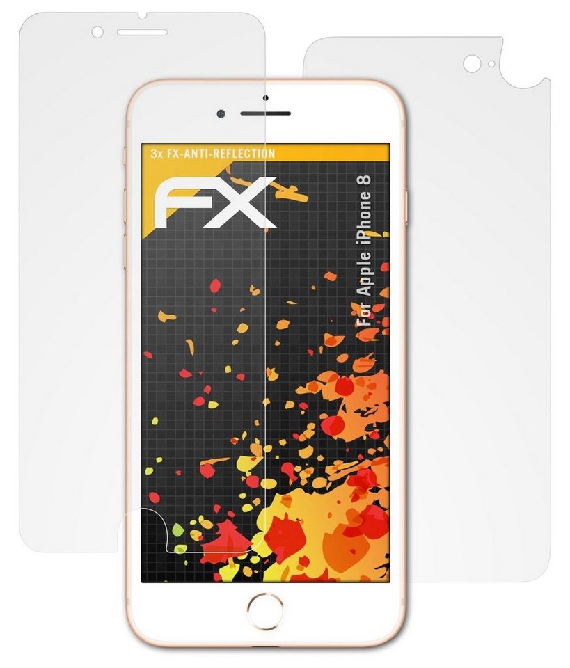 atFoliX Schutzfolie für Apple iPhone 8, (3er Set), Entspiegelnd und stoßdämpfend von atFoliX