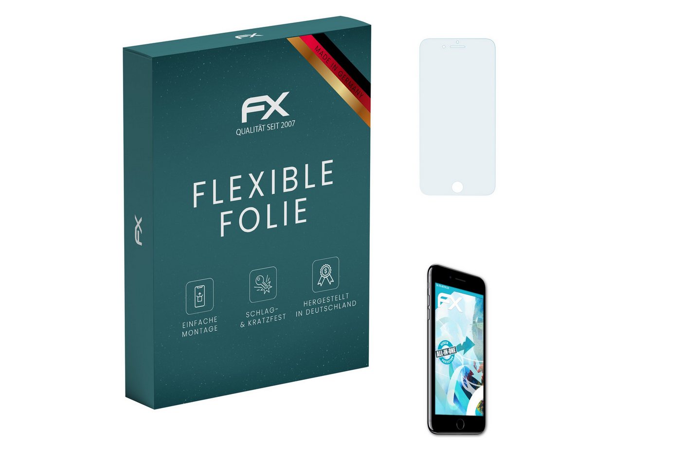 atFoliX Schutzfolie für Apple iPhone 8 Plus / 7 Plus Front, (3 Folien), Ultraklar und flexibel von atFoliX