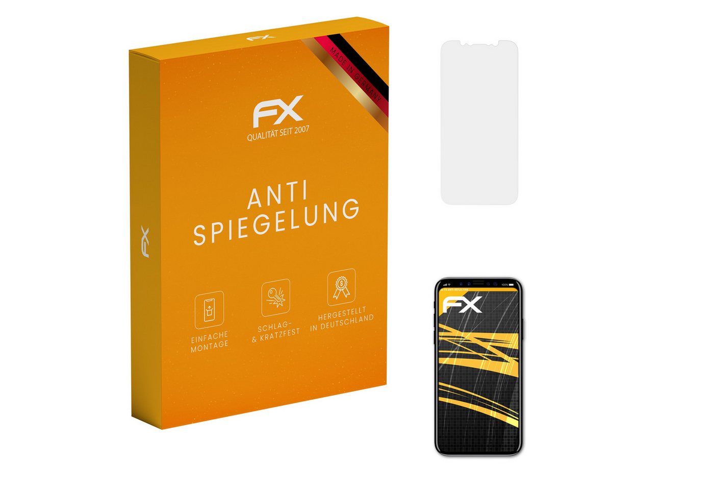 atFoliX Schutzfolie für Apple iPhone X Front, (3 Folien), Entspiegelnd und stoßdämpfend von atFoliX