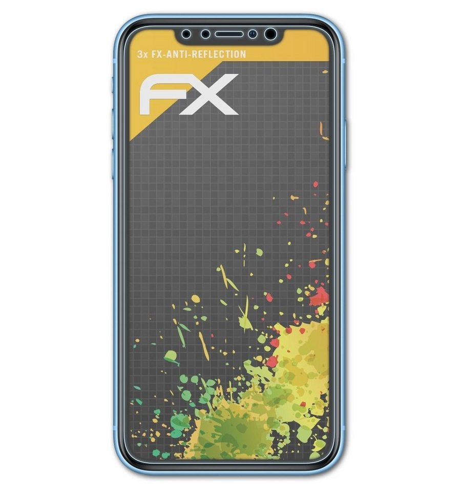 atFoliX Schutzfolie für Apple iPhone XR Front cover, (3 Folien), Entspiegelnd und stoßdämpfend von atFoliX