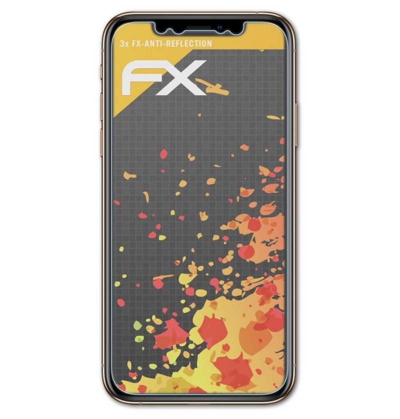 atFoliX Schutzfolie für Apple iPhone XS Front cover, (3 Folien), Entspiegelnd und stoßdämpfend von atFoliX