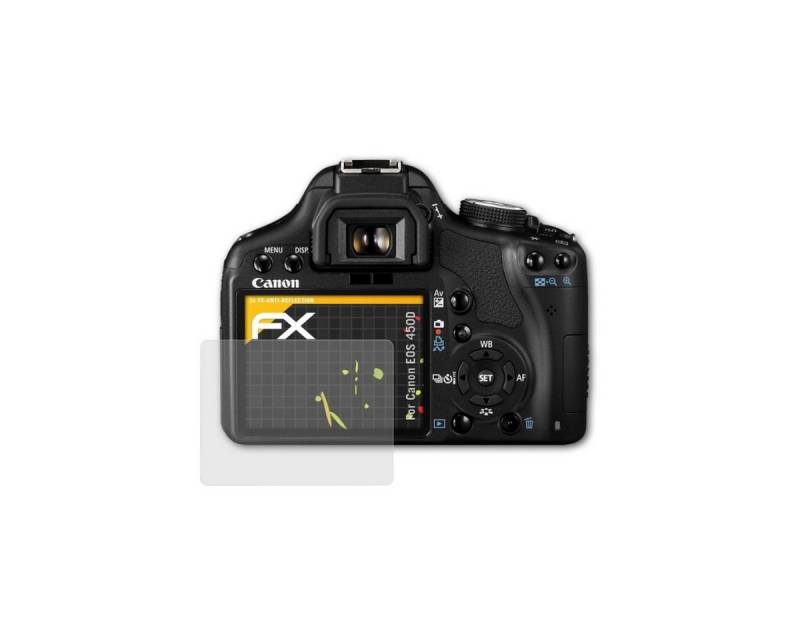 atFoliX Schutzfolie für Canon EOS 450D, (3 Folien), Entspiegelnd und stoßdämpfend von atFoliX