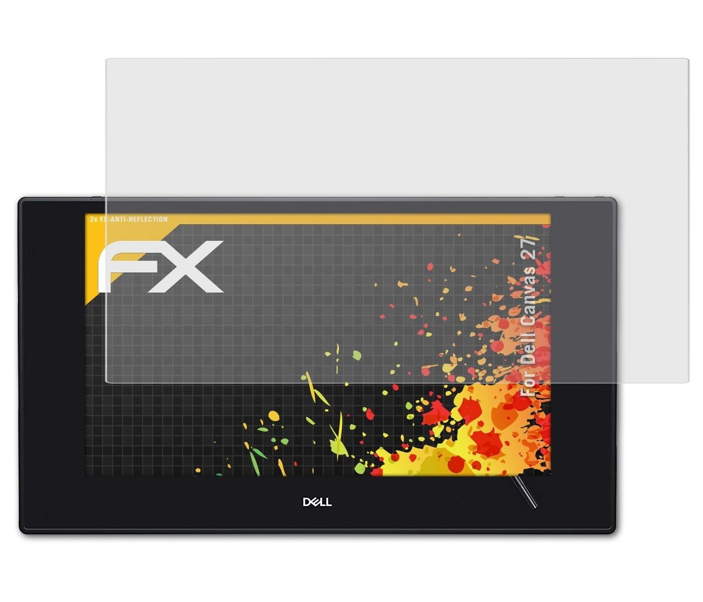 atFoliX Schutzfolie für Dell Canvas 27, (2 Folien), Entspiegelnd und stoßdämpfend von atFoliX