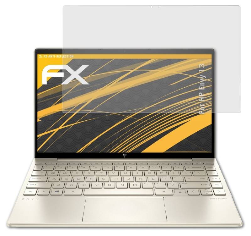 atFoliX Schutzfolie für HP Envy 13, (2 Folien), Entspiegelnd und stoßdämpfend von atFoliX