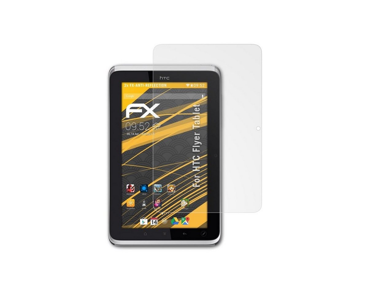 atFoliX Schutzfolie für HTC Flyer Tablet, (2 Folien), Entspiegelnd und stoßdämpfend von atFoliX