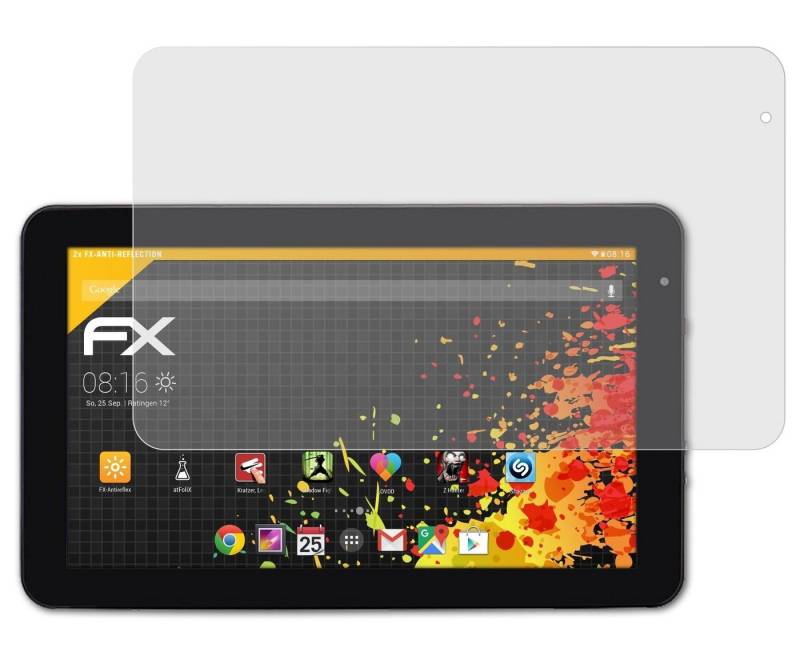 atFoliX Schutzfolie für JAY-tech Tablet-PC XE10D PR1056, (2 Folien), Entspiegelnd und stoßdämpfend von atFoliX