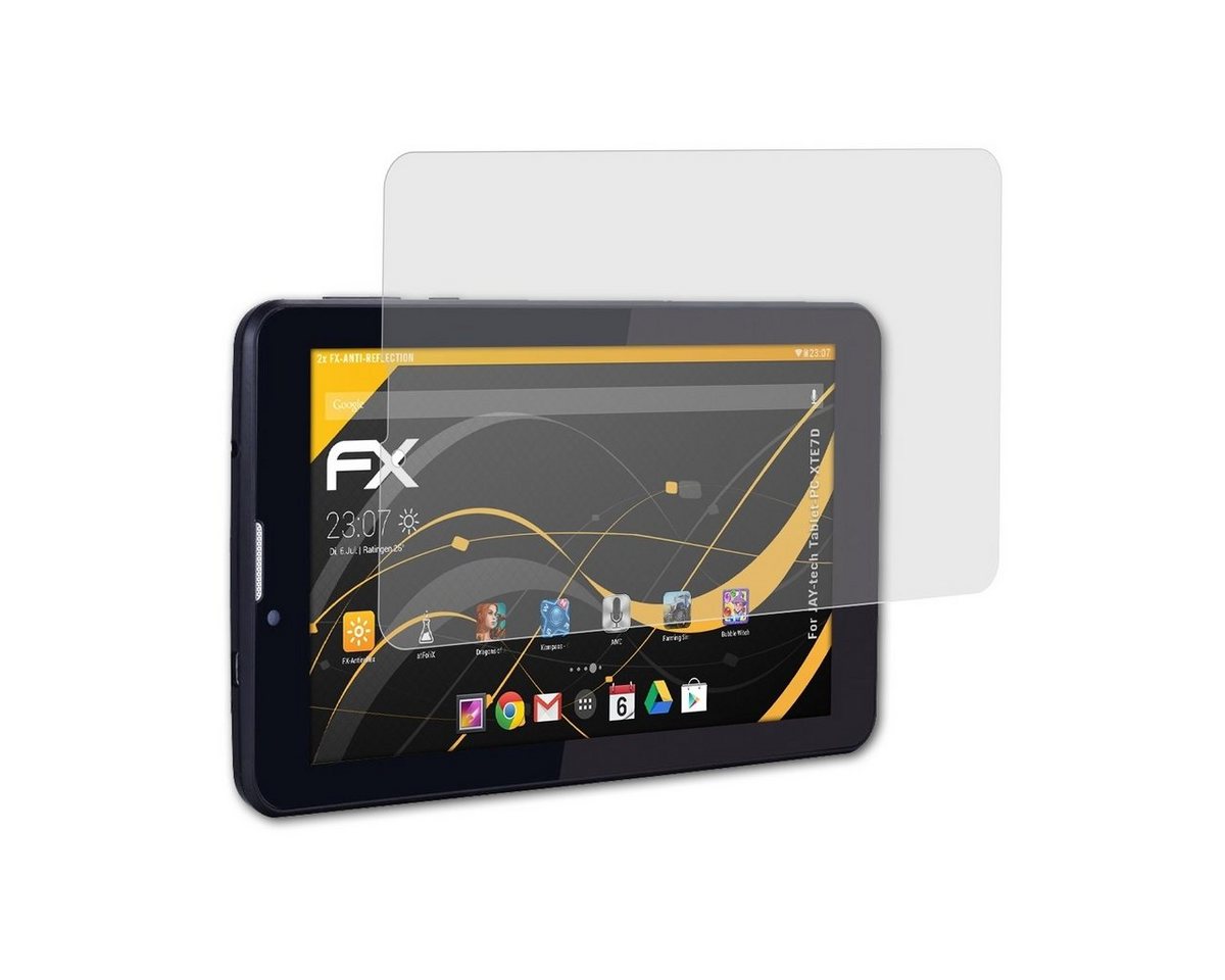 atFoliX Schutzfolie für JAY-tech Tablet-PC XTE7D, (2 Folien), Entspiegelnd und stoßdämpfend von atFoliX