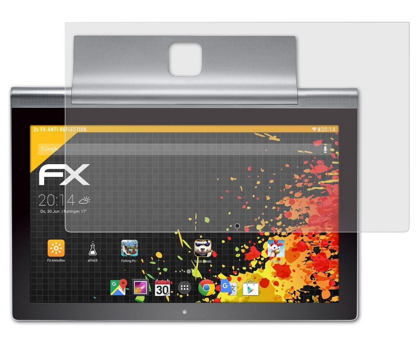 atFoliX Schutzfolie für Lenovo Yoga Tablet 2 Pro 13.3 inch, (2 Folien), Entspiegelnd und stoßdämpfend von atFoliX