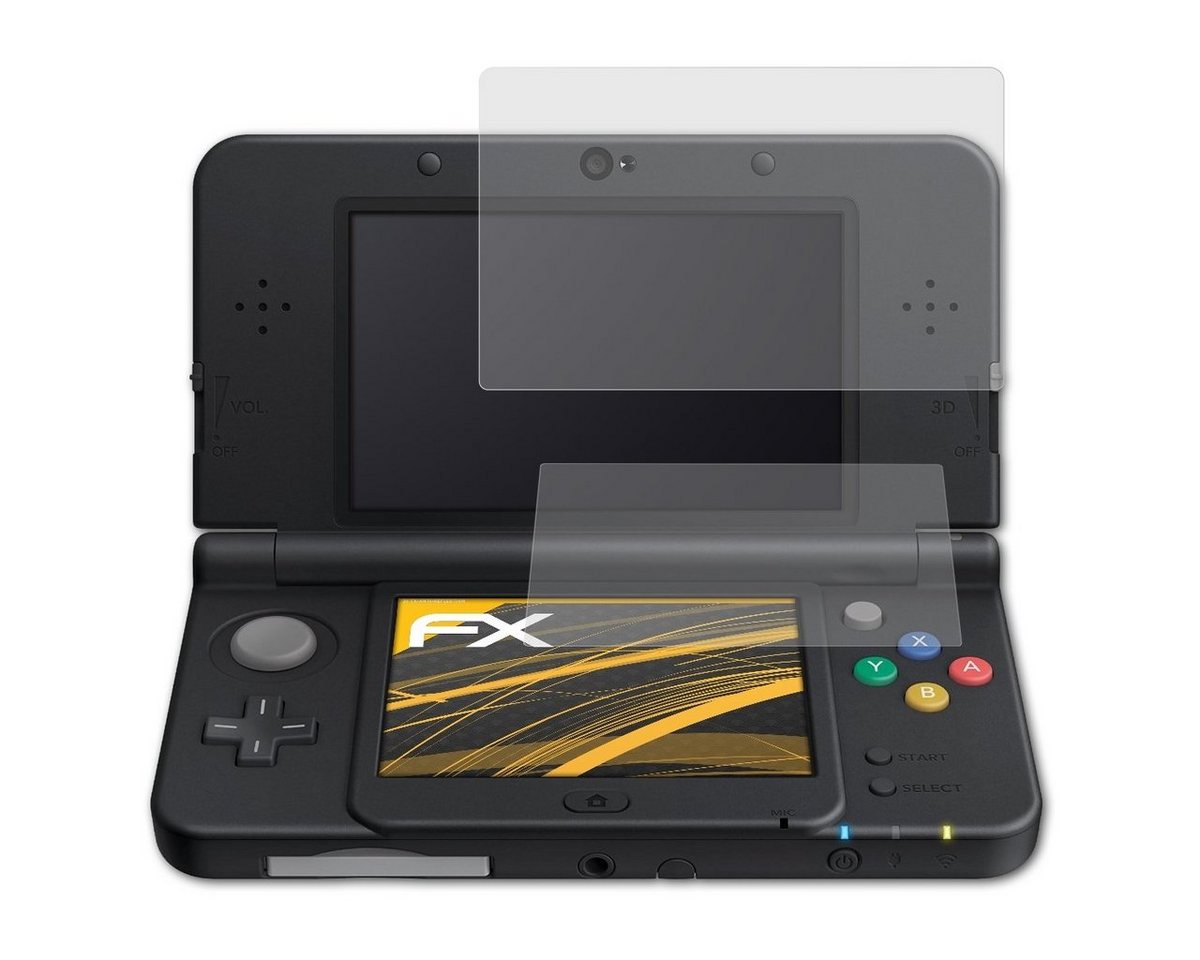atFoliX Schutzfolie für Nintendo New 3DS 2015, (3er Set), Entspiegelnd und stoßdämpfend von atFoliX