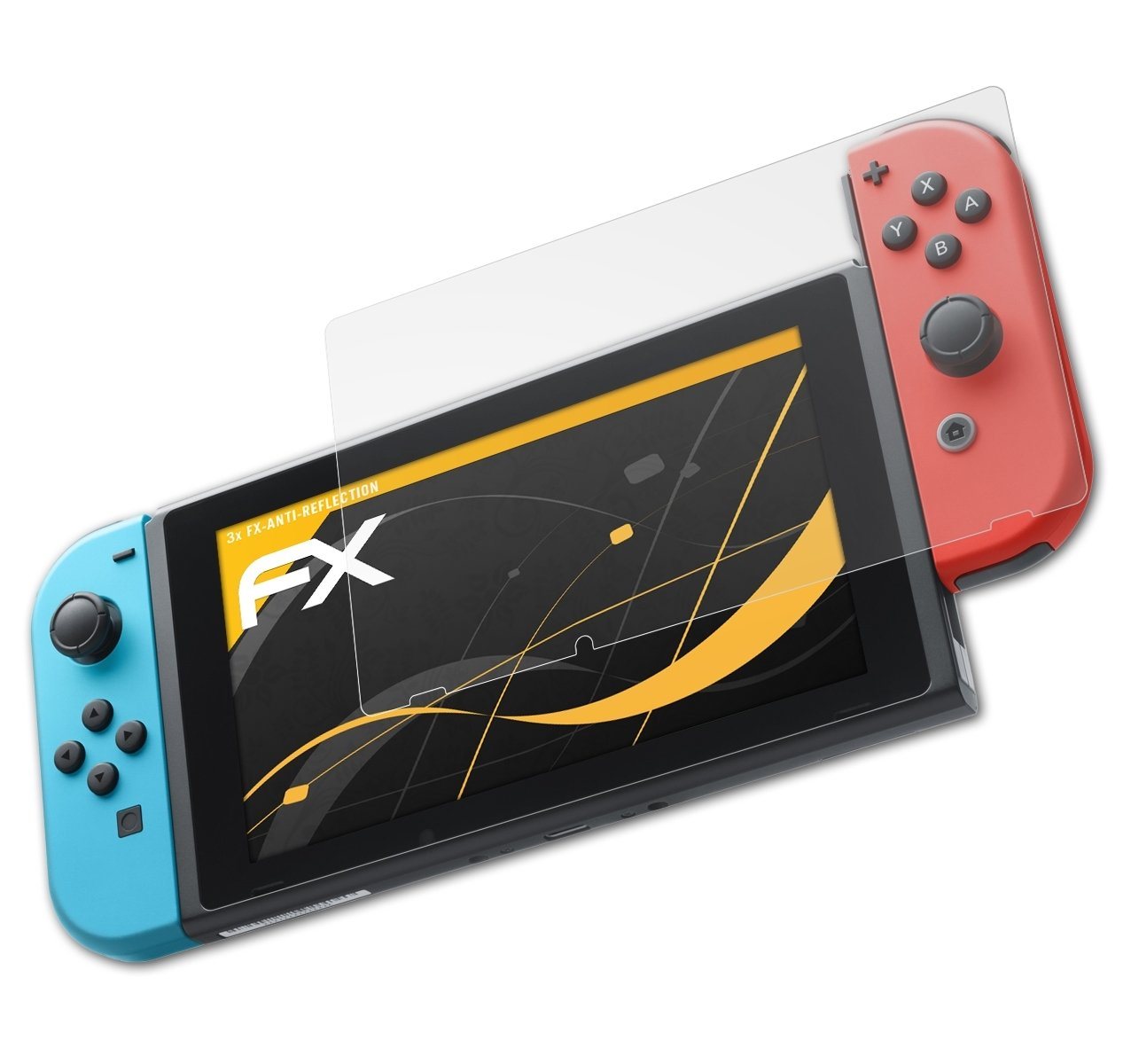 atFoliX Schutzfolie für Nintendo Switch, (3 Folien), Entspiegelnd und stoßdämpfend von atFoliX