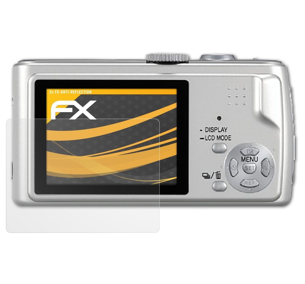 atFoliX Schutzfolie für Panasonic Lumix DMC-TZ1, (3 Folien), Entspiegelnd und stoßdämpfend von atFoliX