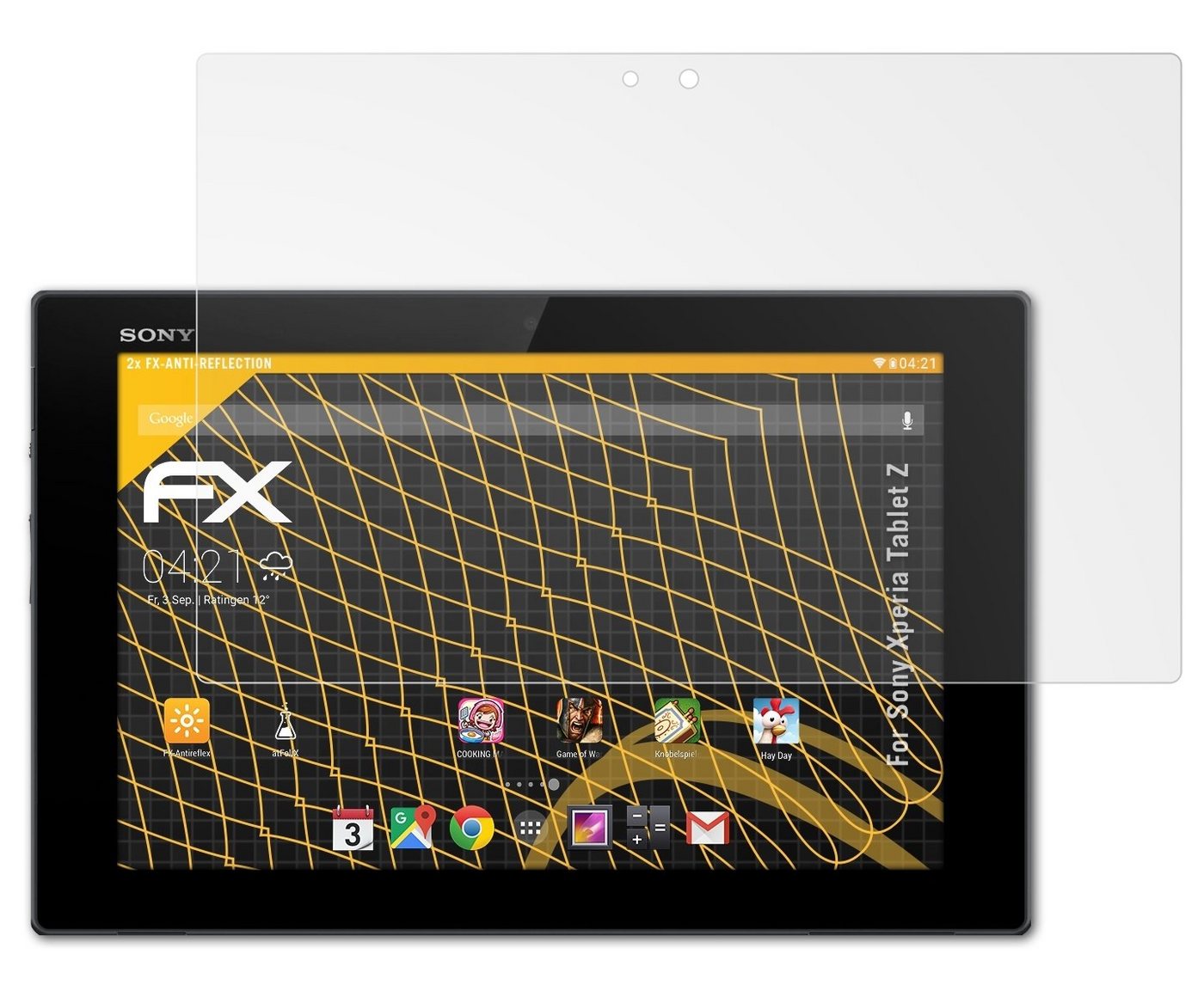 atFoliX Schutzfolie für Sony Xperia Tablet Z, (2 Folien), Entspiegelnd und stoßdämpfend von atFoliX
