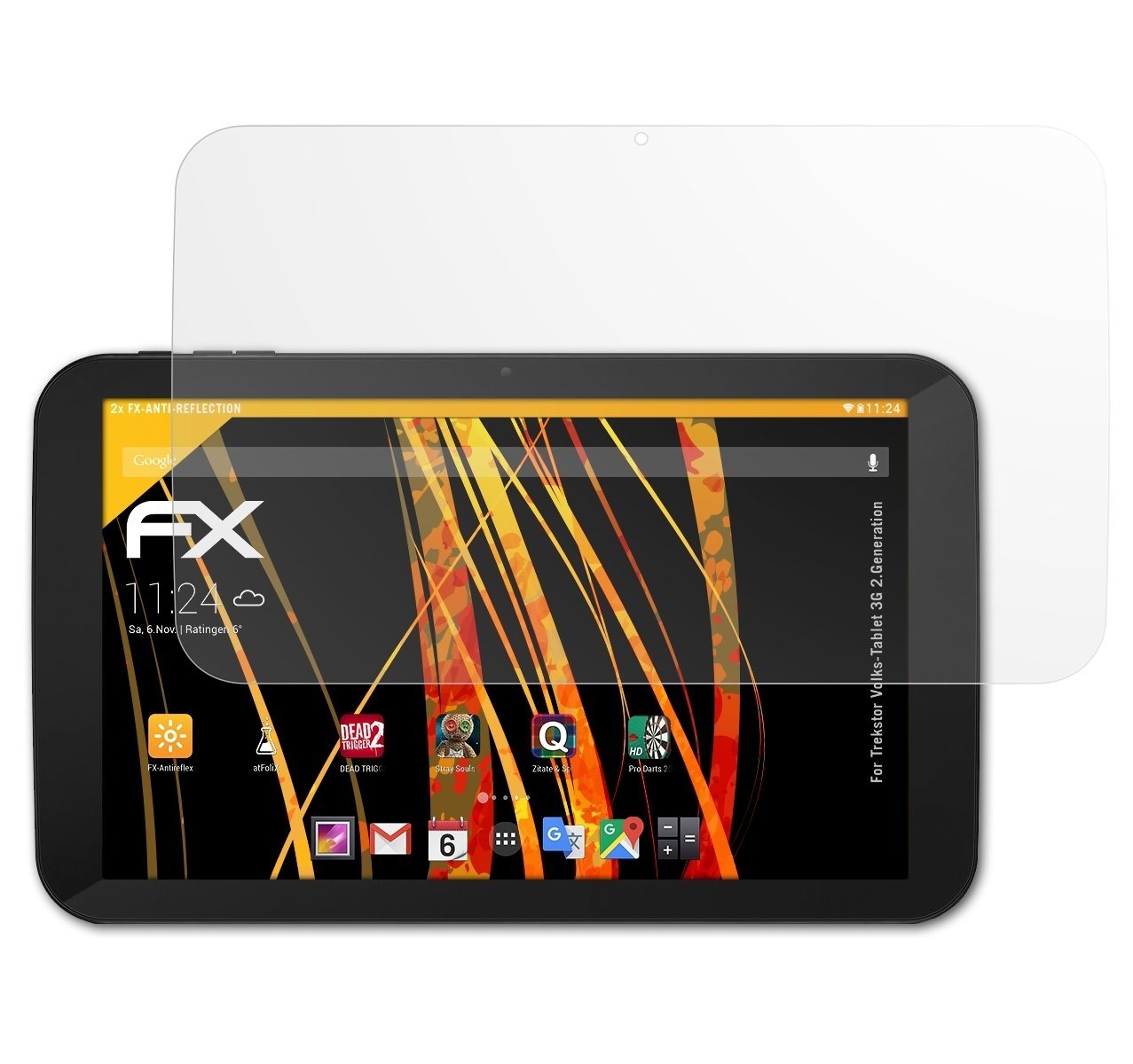 atFoliX Schutzfolie für Trekstor Volks-Tablet 3G 2.Generation, (2 Folien), Entspiegelnd und stoßdämpfend von atFoliX