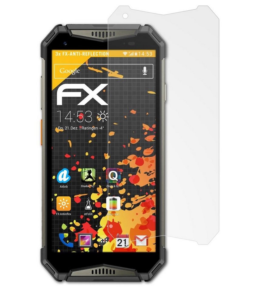 atFoliX Schutzfolie für Ulefone Power Armor 20WT, (3 Folien), Entspiegelnd und stoßdämpfend von atFoliX