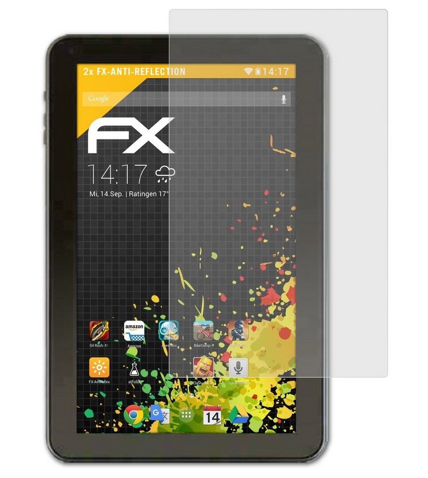atFoliX Schutzfolie für Zeki Tablet 10 TBQC1063B, (2 Folien), Entspiegelnd und stoßdämpfend von atFoliX