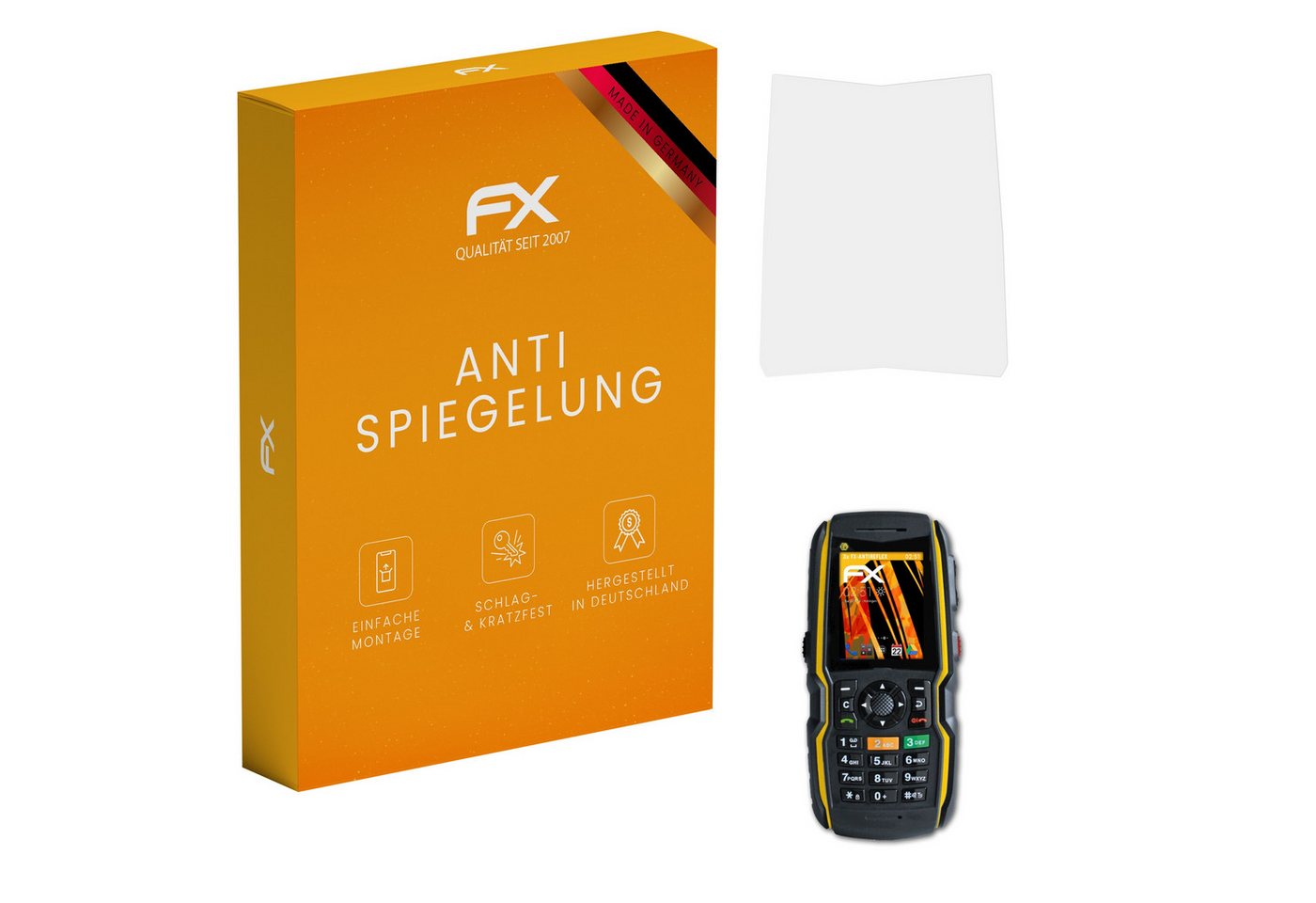 atFoliX Schutzfolie für ecom Ex-Handy 08, (3 Folien), Entspiegelnd und stoßdämpfend von atFoliX