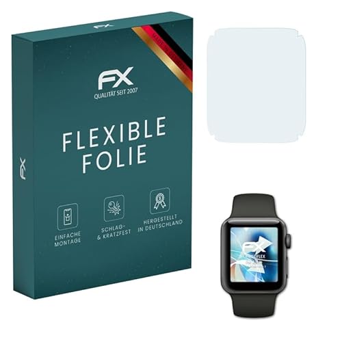 atFoliX Schutzfolie kompatibel mit Apple Watch 38 mm Series 3 Folie, ultraklare und flexible FX Displayschutzfolie (3X) von atFoliX