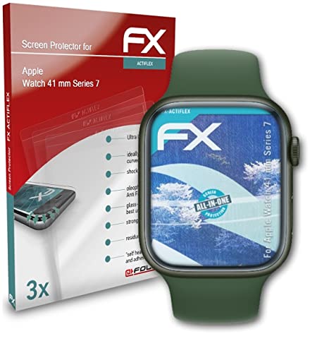 atFoliX Schutzfolie kompatibel mit Apple Watch 41 mm Series 7 Folie, ultraklare und flexible FX Displayschutzfolie (3X) von atFoliX