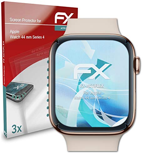 atFoliX Schutzfolie kompatibel mit Apple Watch 44 mm Series 4 Folie, ultraklare und flexible FX Displayschutzfolie (3X) von atFoliX